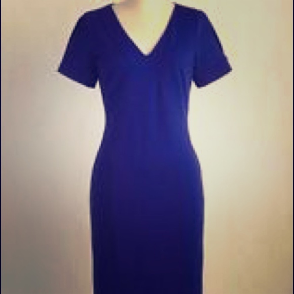 Blue Peep-Shoulder Bodycon Dress